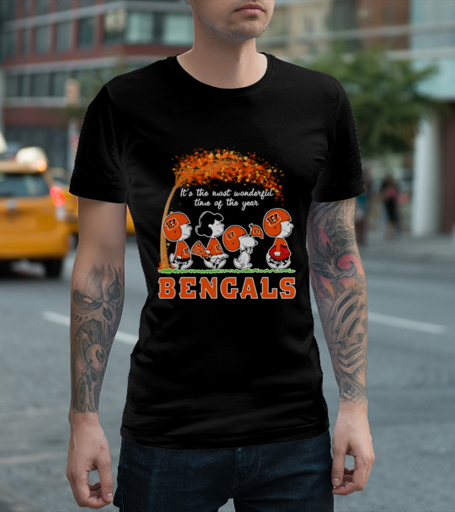 Cincinnati Bengals Peanuts It's The Most Wonderful Time Of The Year Halloween 2026 T-Shirt
