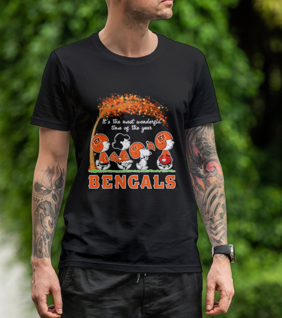 Cincinnati Bengals Peanuts It's The Most Wonderful Time Of The Year Halloween 2026 T-Shirt