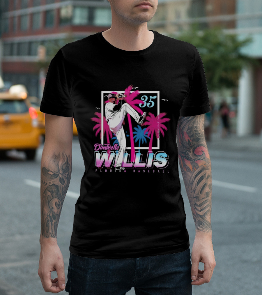 Dontrelle Willis 35 Florida Baseball Palm Trees T-Shirt