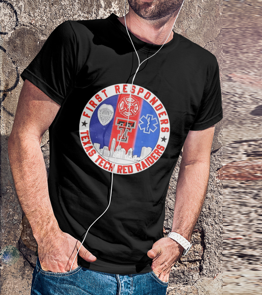 First Responders Texas Tech Red Raiders Fire Department Police EMS Skyline T-Shirt