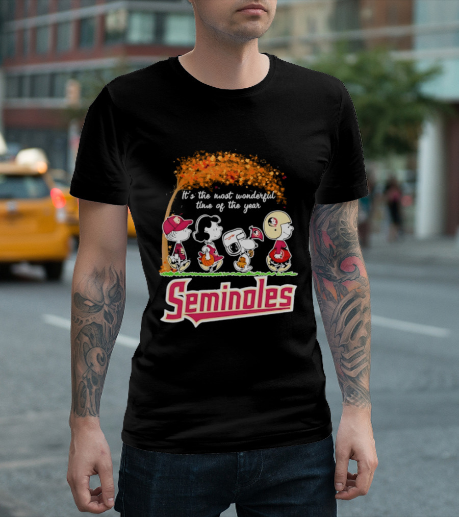 Florida State Seminoles Peanuts Halloween 2026 It's The Most Wonderful Time Of The Year T-Shirt