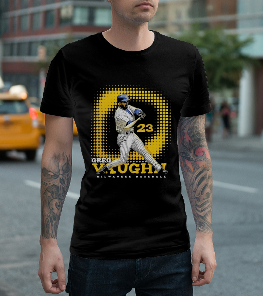 Greg Vaughn 23 Milwaukee Brewers Baseball Dots Player T-Shirt