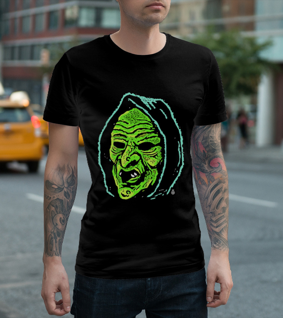 Halloween Witch Green Face Spooky Horror Costume T-Shirt