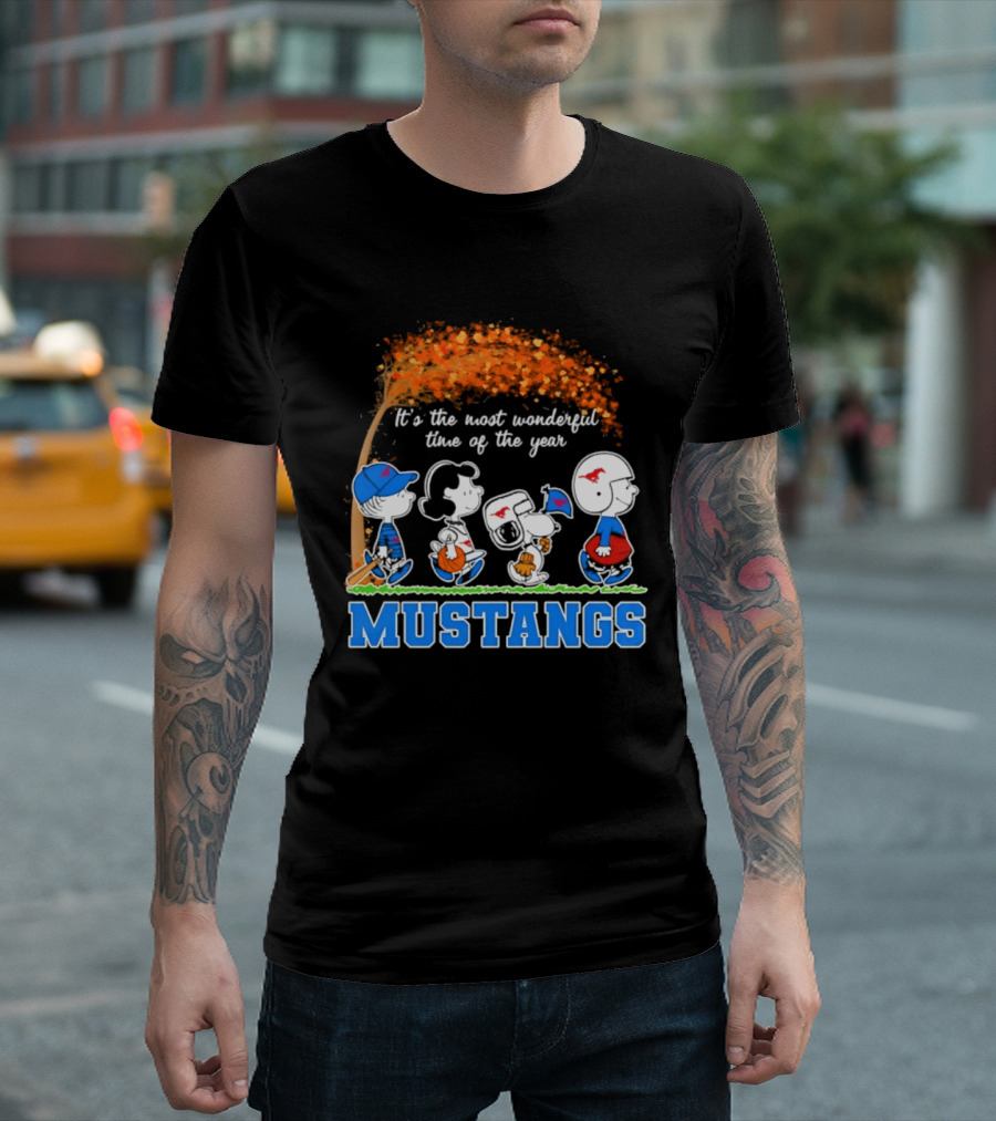 SMU Mustangs Peanuts Most Wonderful Time Of The Year Fall Halloween 2026 T-Shirt