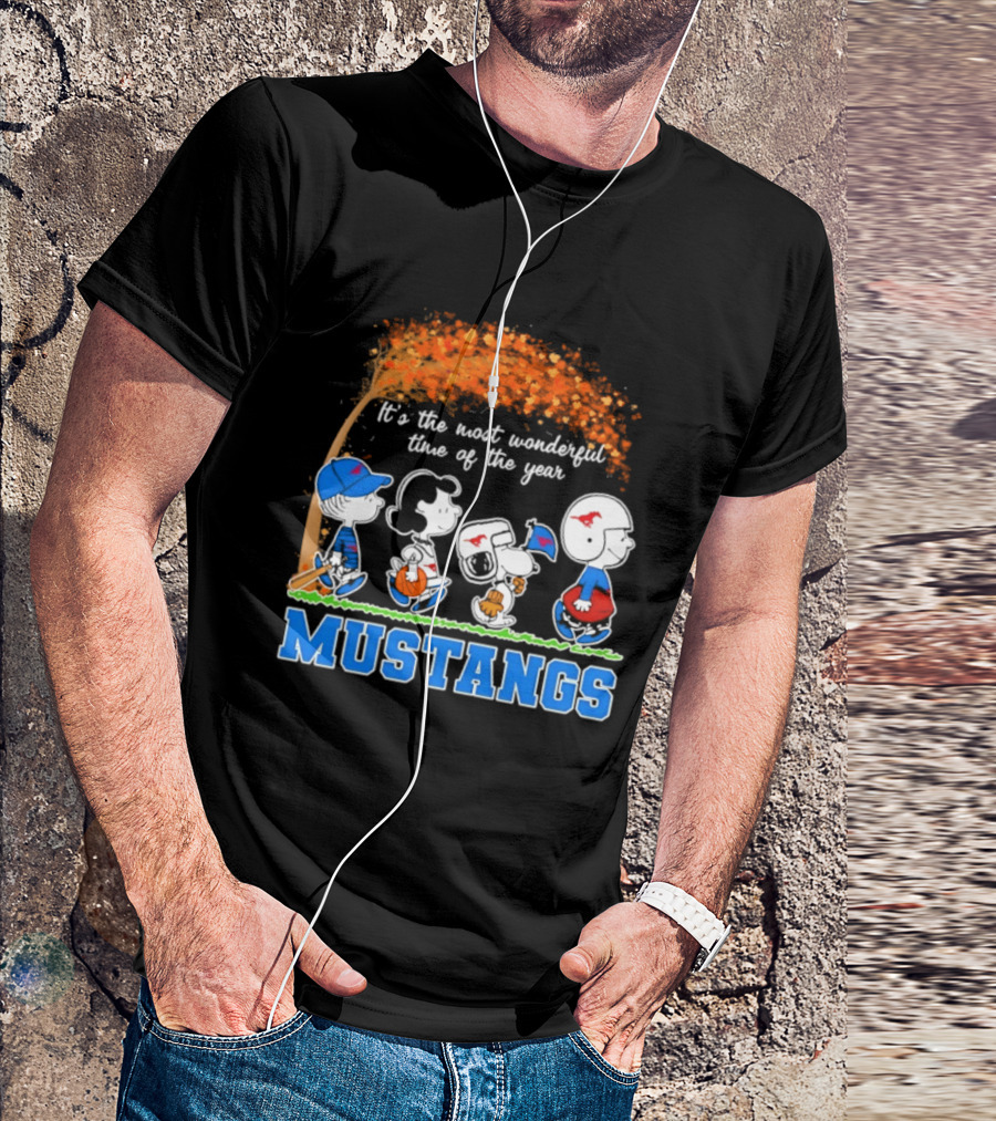 SMU Mustangs Peanuts Most Wonderful Time Of The Year Fall Halloween 2026 T-Shirt