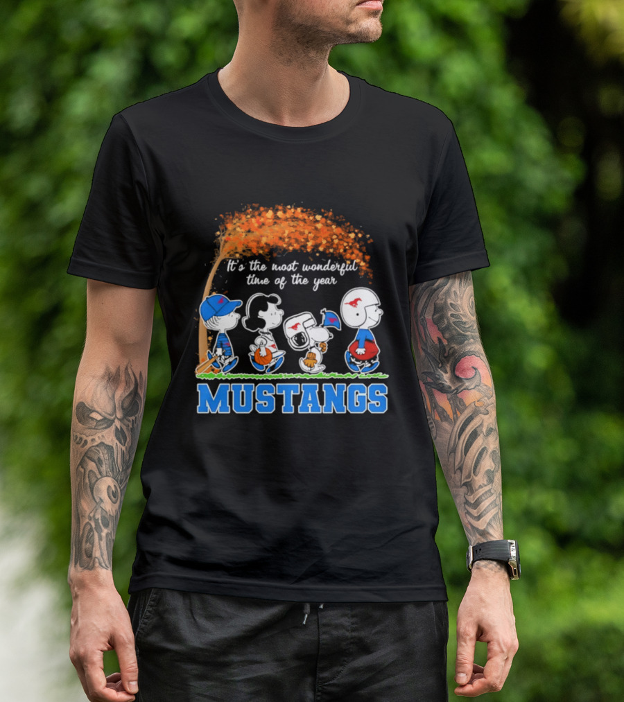 SMU Mustangs Peanuts Most Wonderful Time Of The Year Fall Halloween 2026 T-Shirt