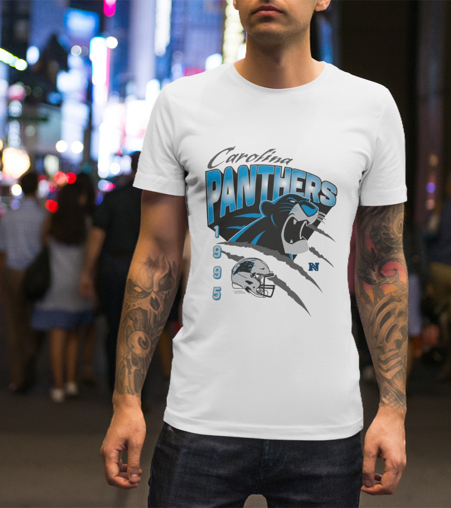 Carolina Panthers 1995 Bagheera Helmet NFL Inaugural Season T-Shirt
