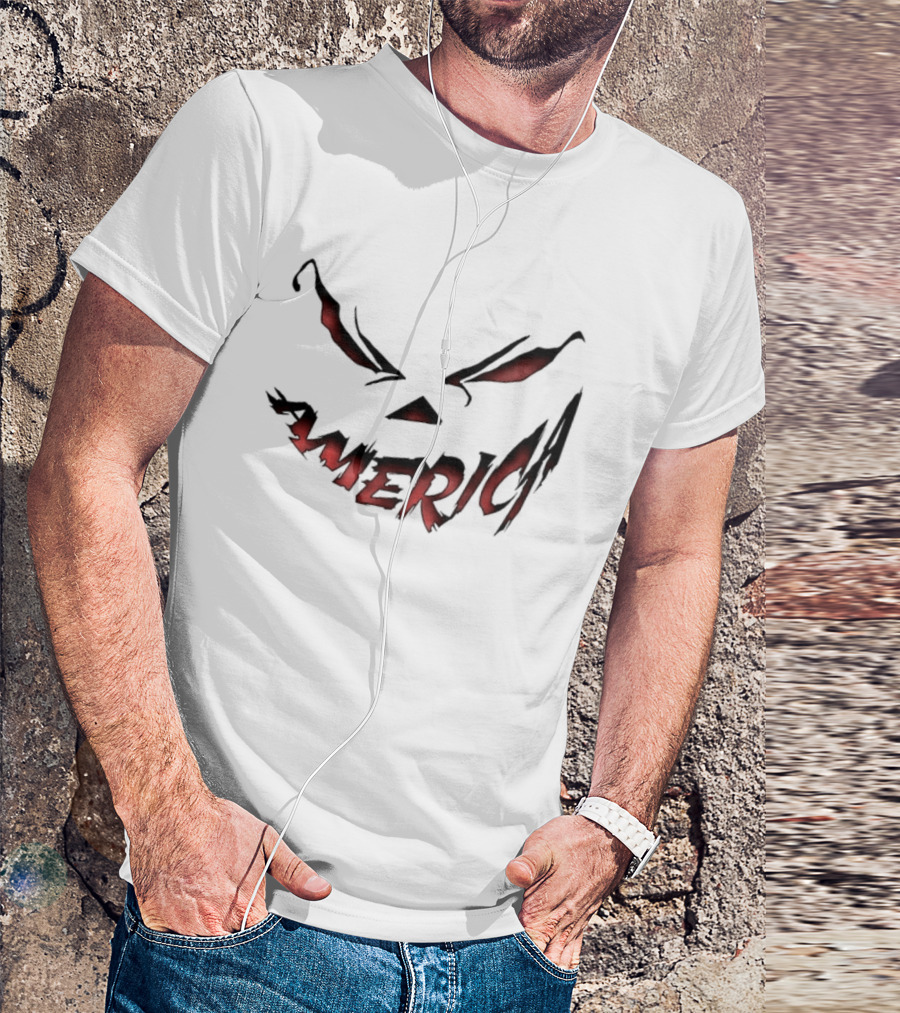 American Halloween 2026 Spooky Face 2 Sided T-Shirt