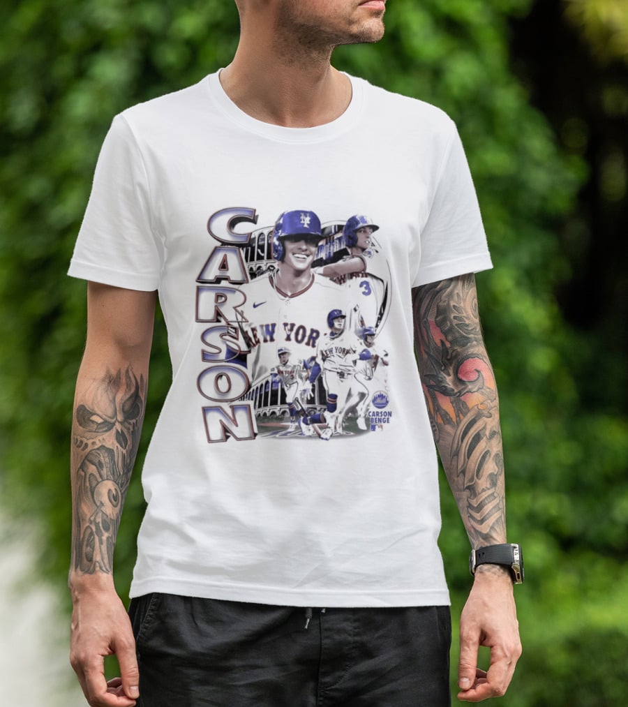 Carson Benge New York Mets MLB Baseball Collage T-Shirt