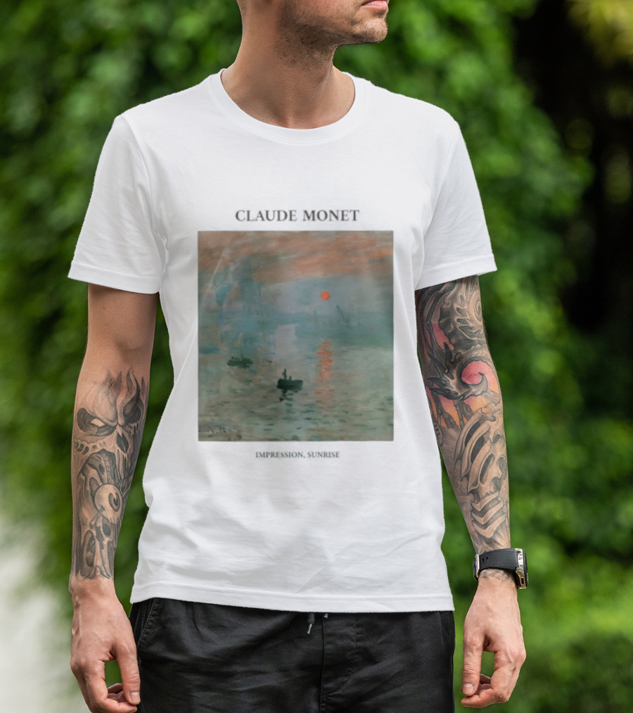 Claude Monet Impression Sunrise Oil Painting T-Shirt