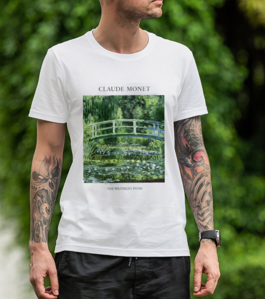 Claude Monet The Waterlily Pond Painting Scenic Landscape T-Shirt