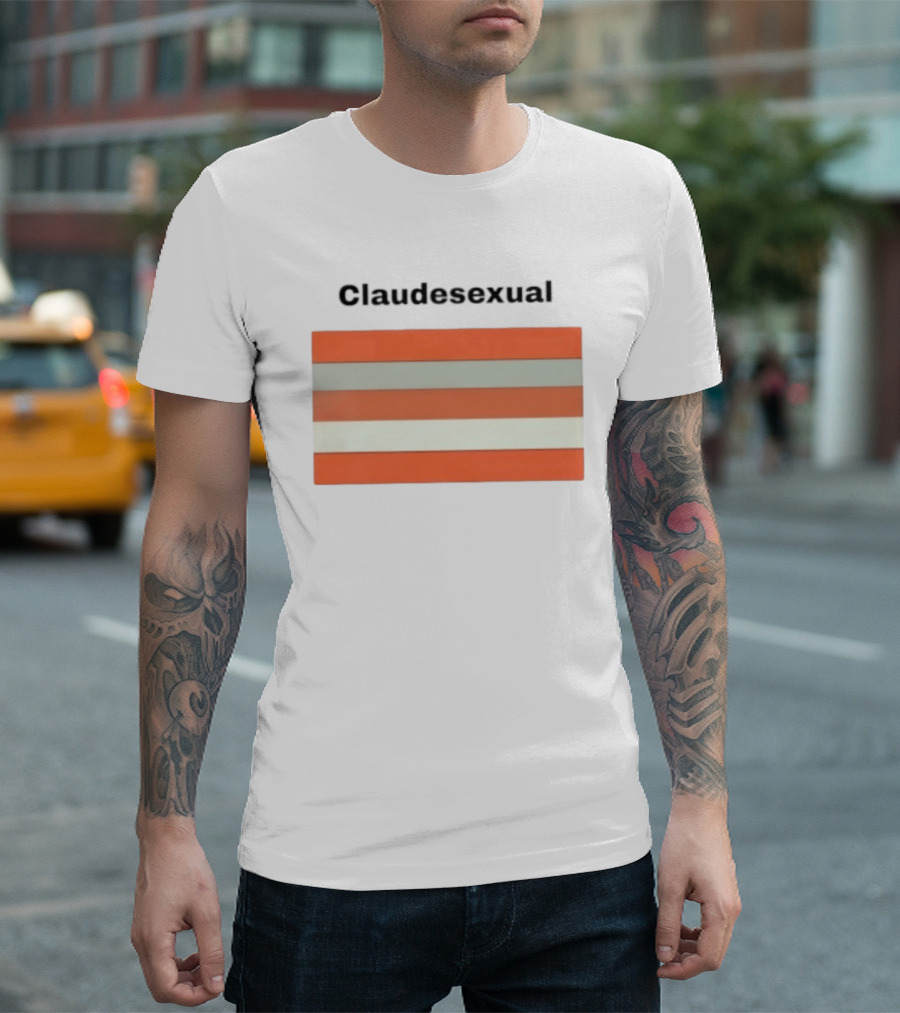 Claudesexual Pride Flag LGBTQ Identity Orange And Gray Stripes T-Shirt