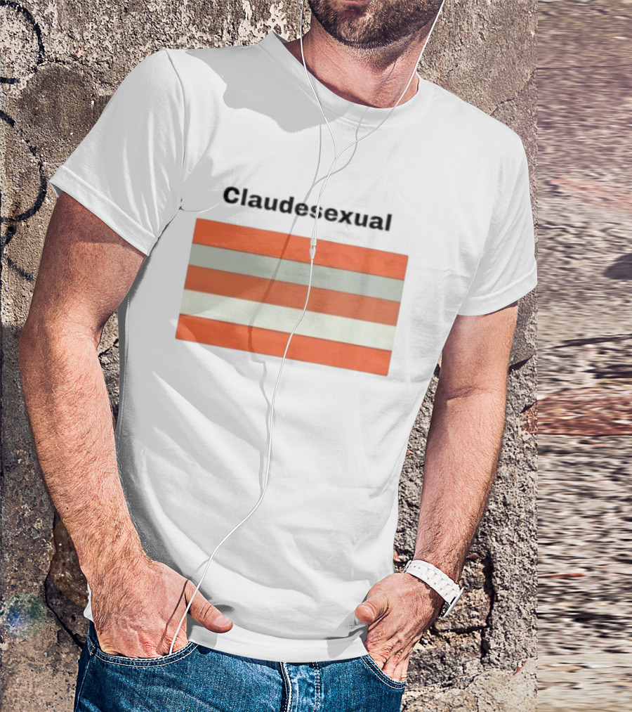 Claudesexual Pride Flag LGBTQ Identity Orange And Gray Stripes T-Shirt