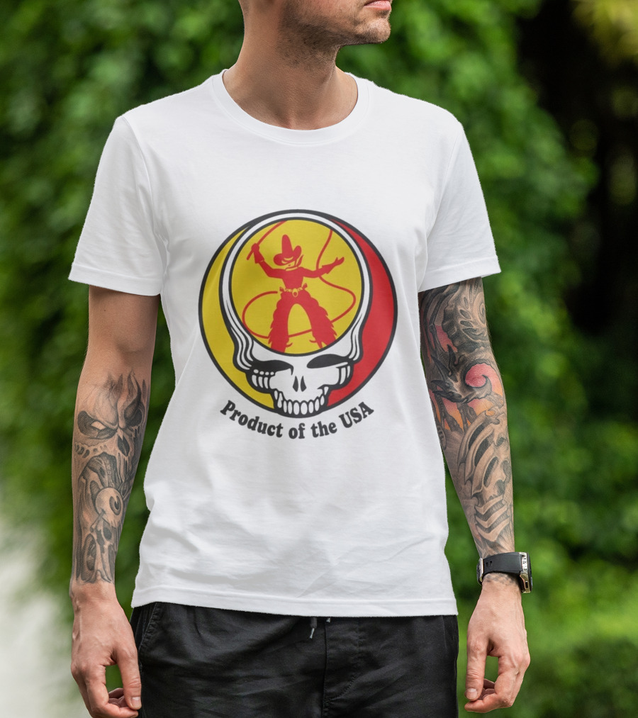 Dead Set Texas Pete Hot Sauce Cowboy Roper Skull USA T-Shirt