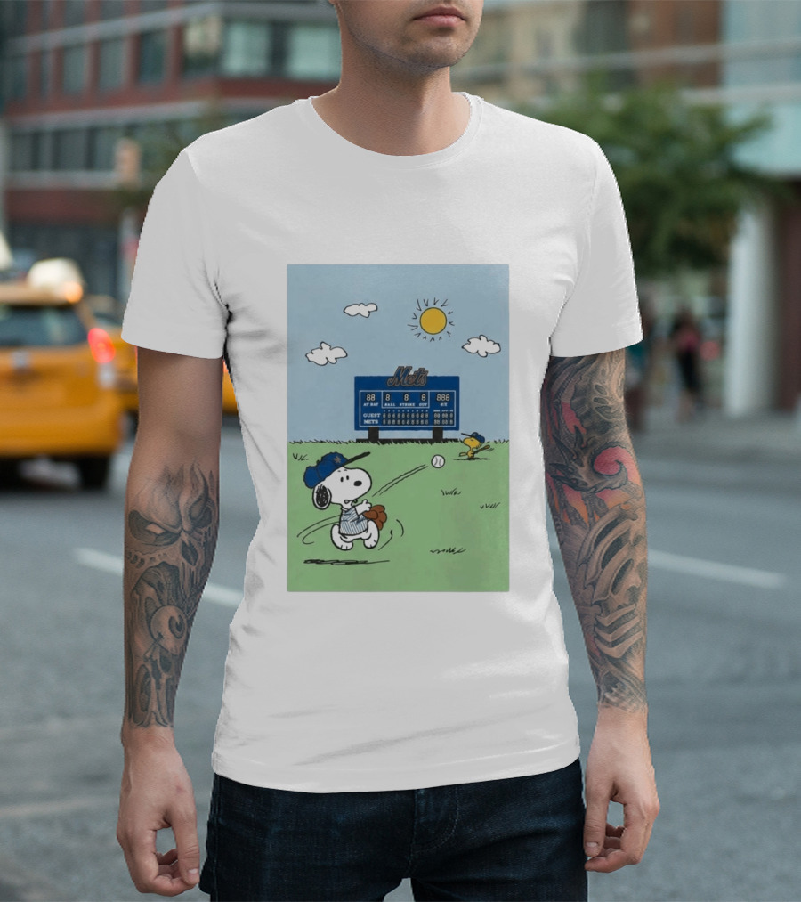 NY Mets Peanuts Snoopy Baseball Game Day T-Shirt