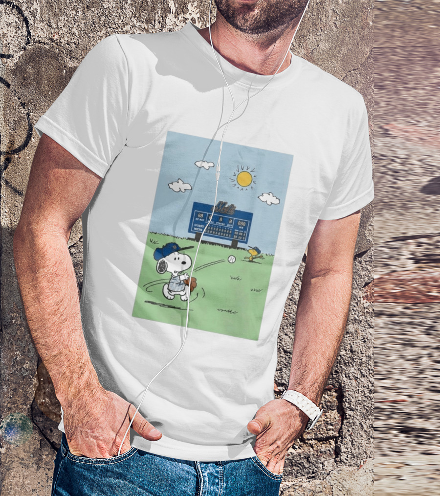 NY Mets Peanuts Snoopy Baseball Game Day T-Shirt