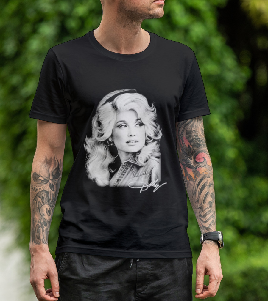 Dolly Parton Dolly Forever Legend Vintage Black And White Denim T-Shirt