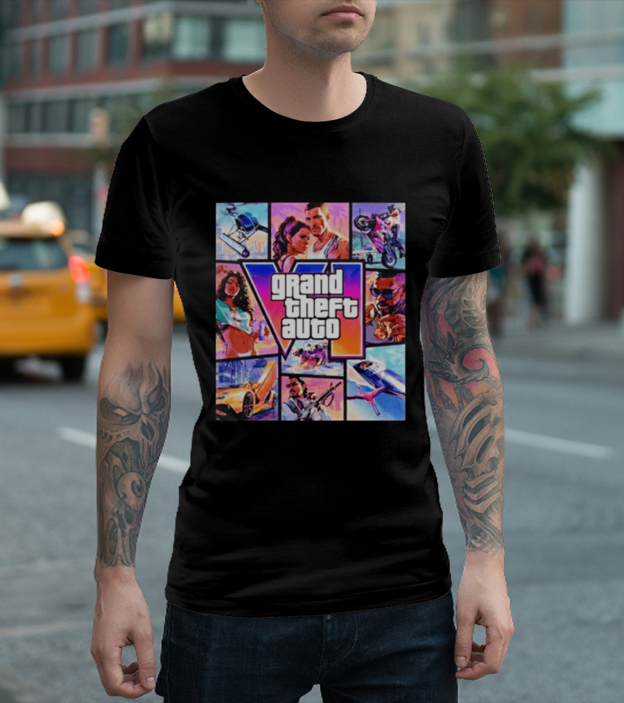 Grand Theft Auto VI Vice City Stories Helicopter Motorbike Rockstar Games T-Shirt