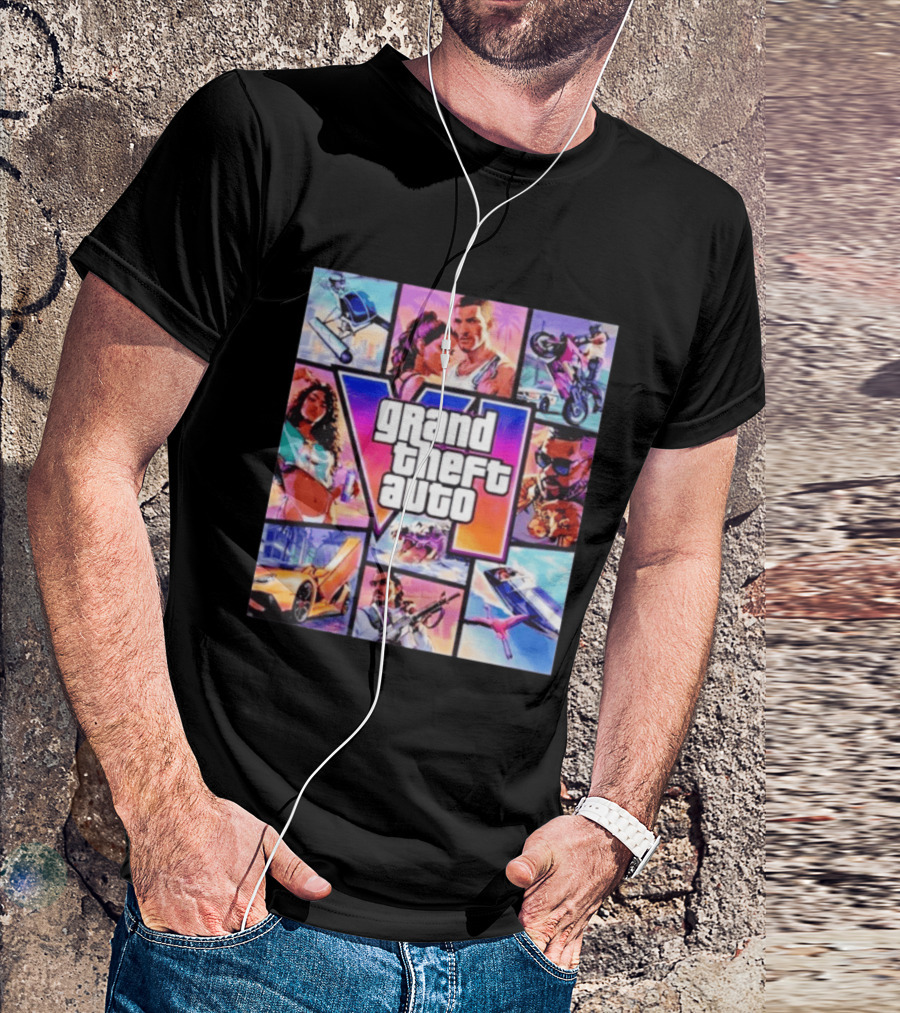 Grand Theft Auto VI Vice City Stories Helicopter Motorbike Rockstar Games T-Shirt