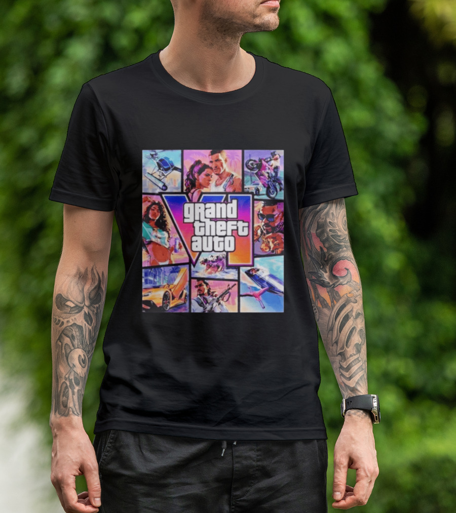 Grand Theft Auto VI Vice City Stories Helicopter Motorbike Rockstar Games T-Shirt