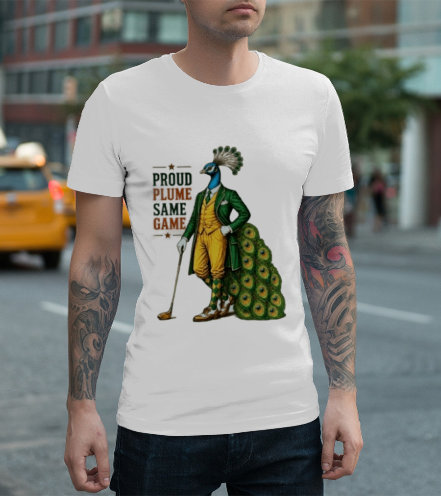 Proud Plume Same Game Peacock Golf Club Cartoon T-Shirt