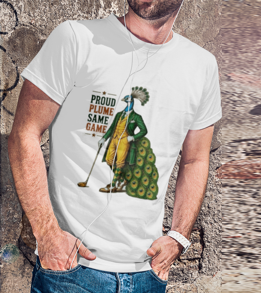 Proud Plume Same Game Peacock Golf Club Cartoon T-Shirt