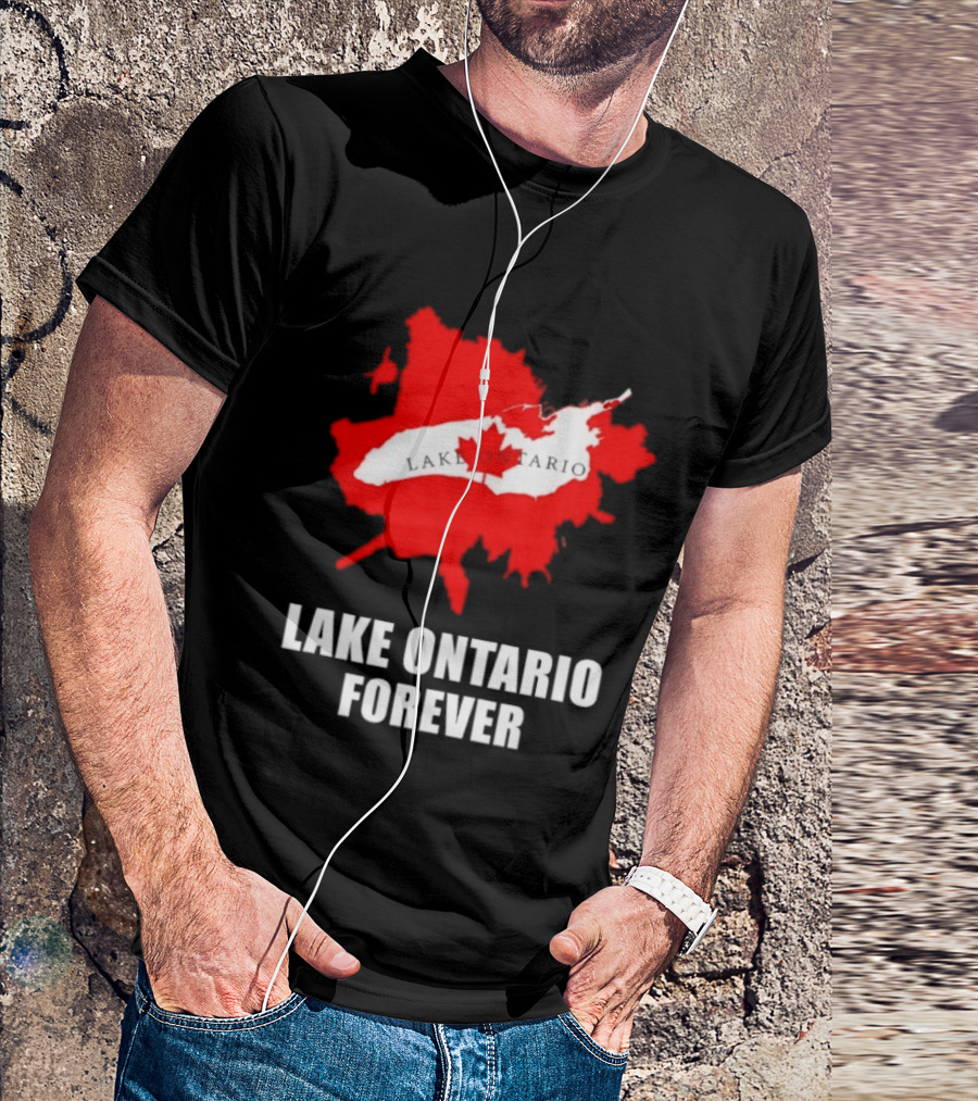 Lake Ontario Forever Canada Map Red Leaf T-Shirt