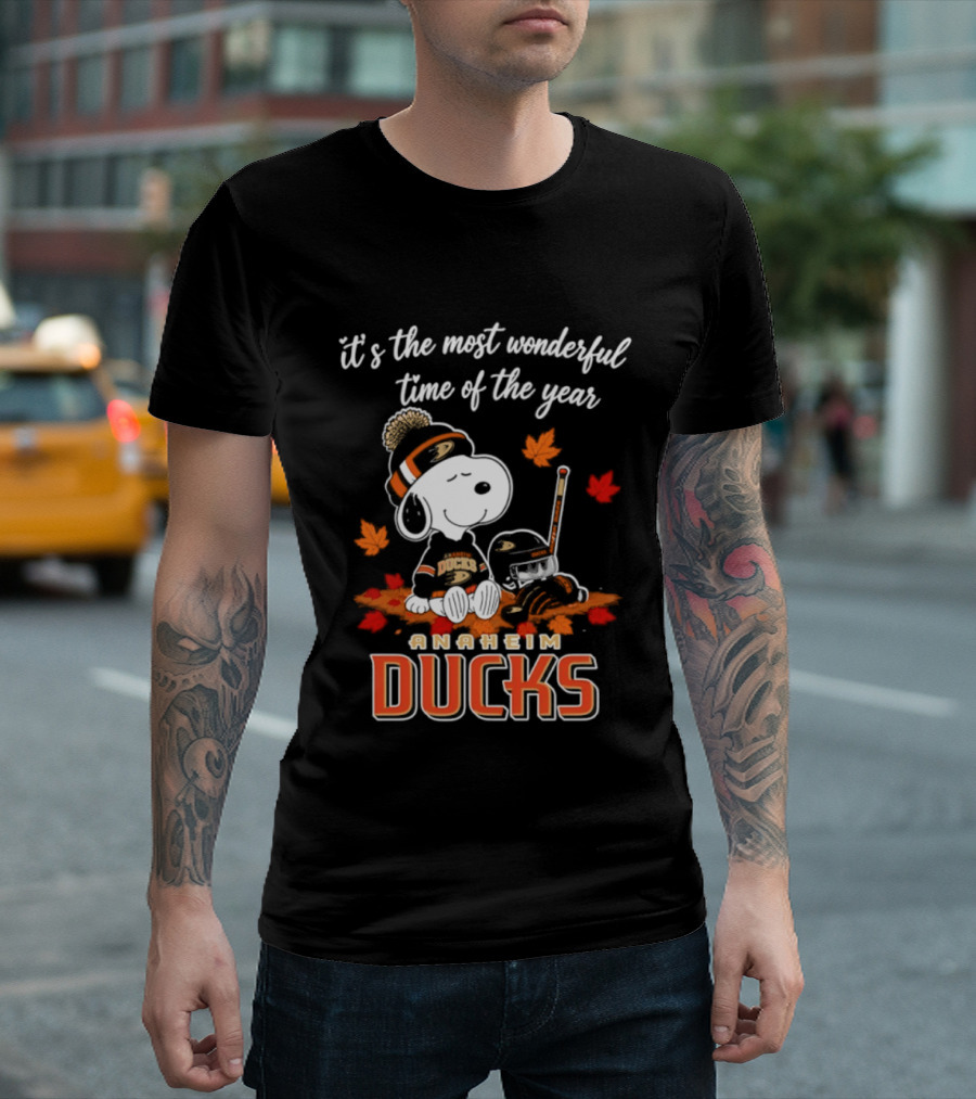 Anaheim Ducks Snoopy Halloween It's The Most Wonderful Time Of The Year 2026 T-Shirt