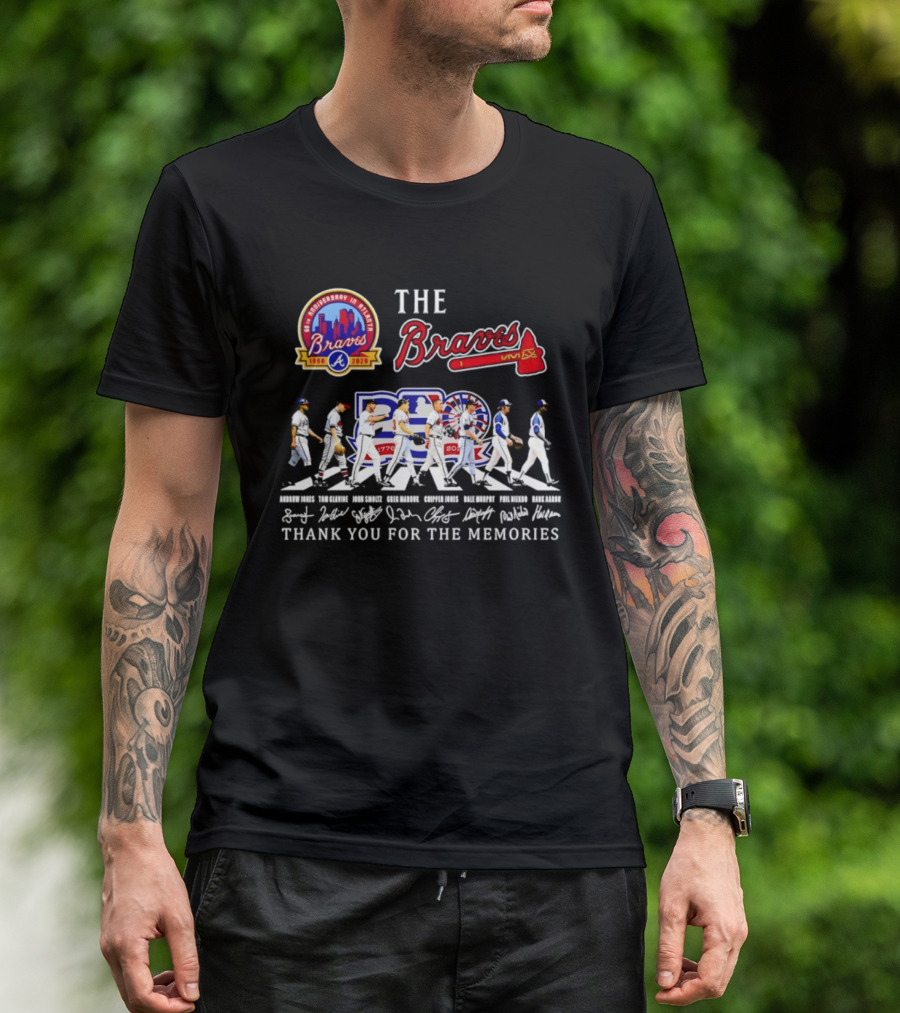 The Braves 150th Anniversary Atlanta 1876 2026 MLB 250th United States 1776 2026 Thank You For The Memories Signatures T-Shirt