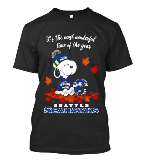 Snoopy Seattle Seahawks It's The Most Wonderful Time Of The Year Halloween 2026 T-Shirt