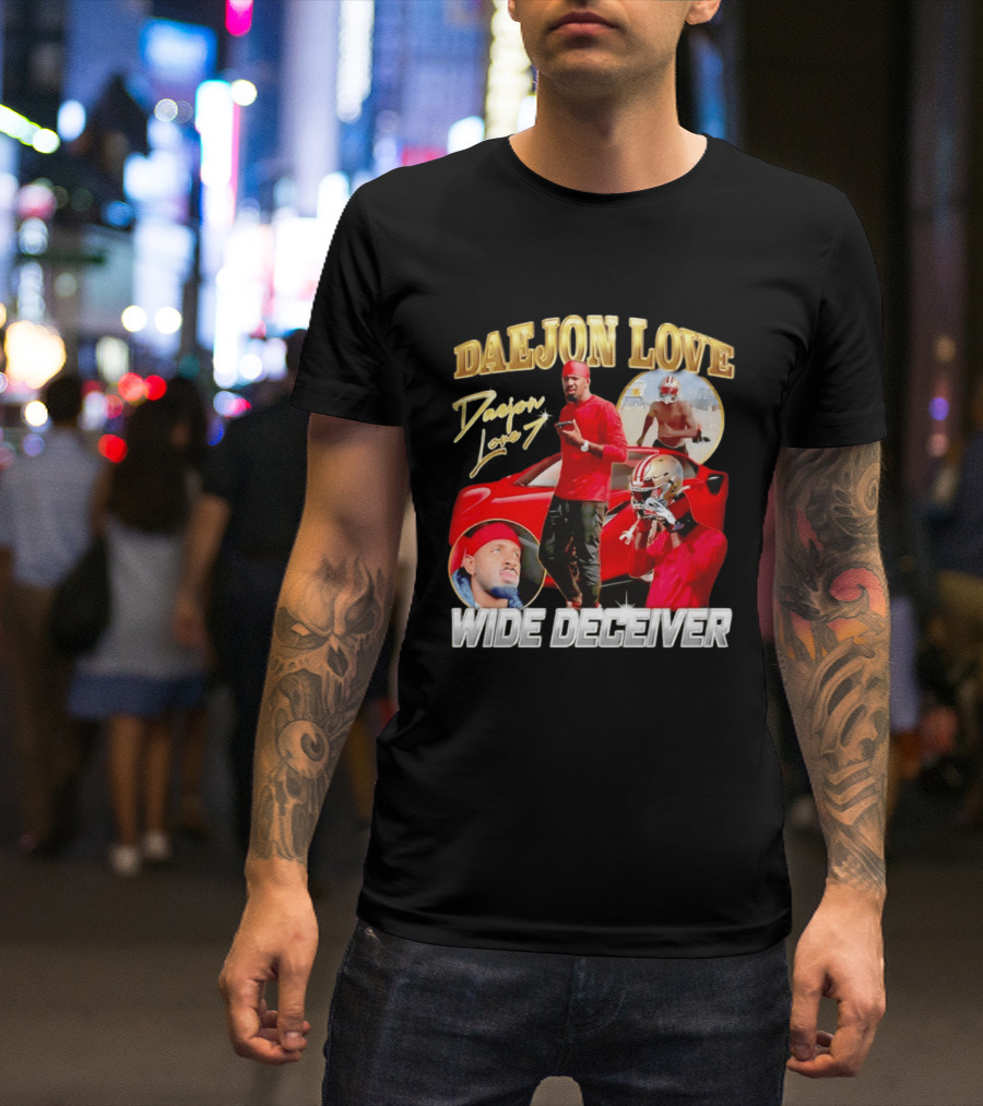 Daejon Love Wide Deceiver Football Tribute Red Car T-Shirt