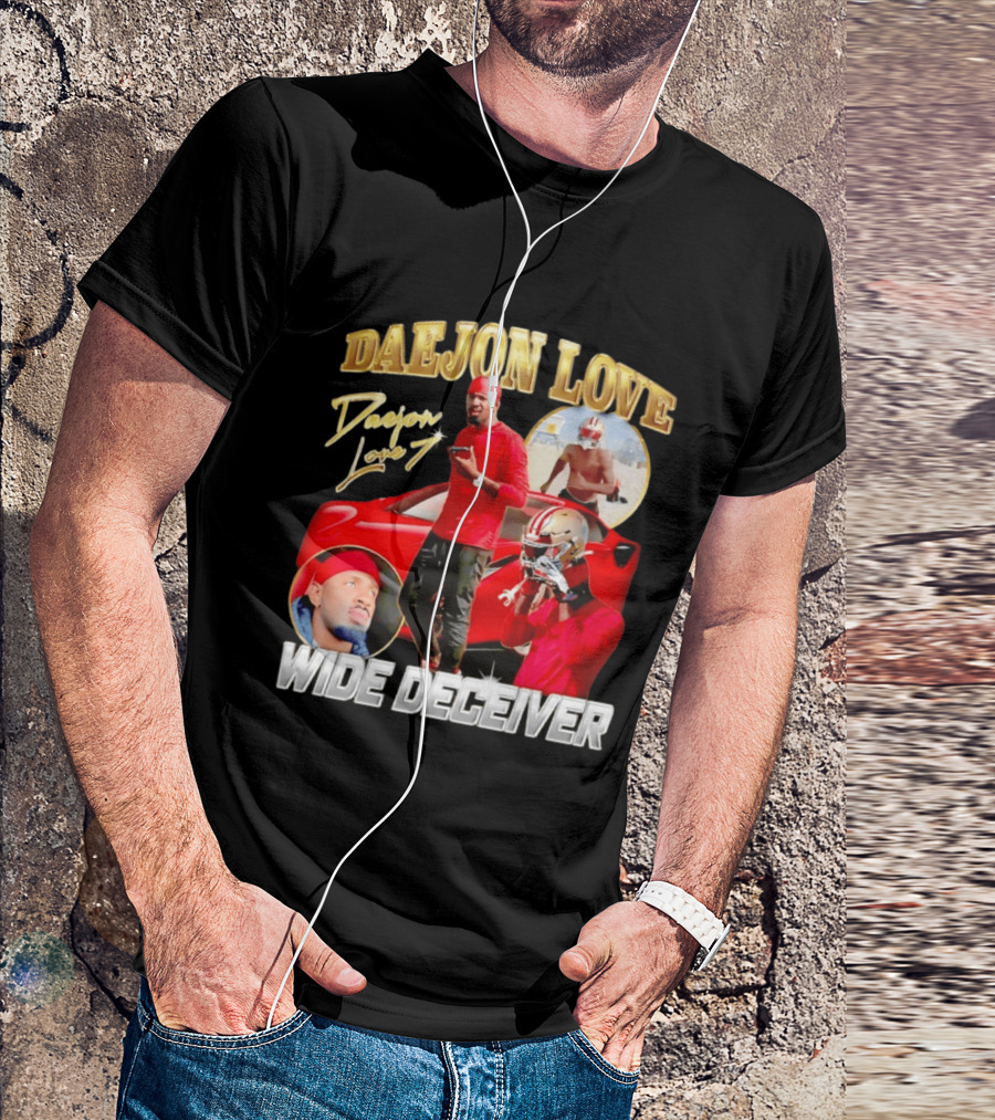 Daejon Love Wide Deceiver Football Tribute Red Car T-Shirt