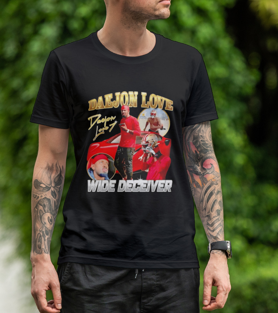 Daejon Love Wide Deceiver Football Tribute Red Car T-Shirt