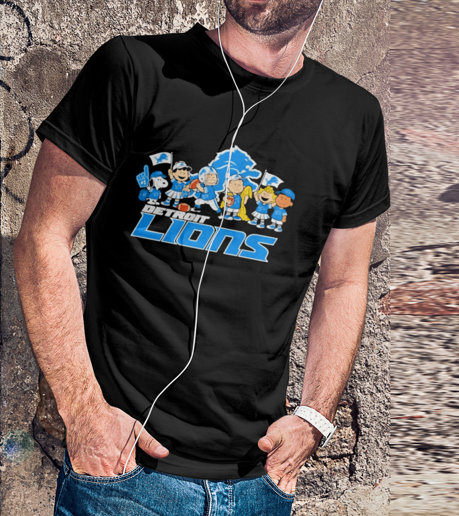 Detroit Lions Peanuts Characters Let's Go Team T-Shirt