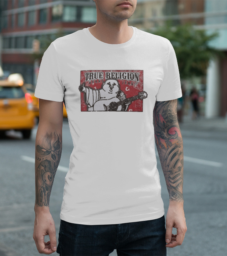 True Religion Brand Jeans Crystal Buddha Bandana T-Shirt