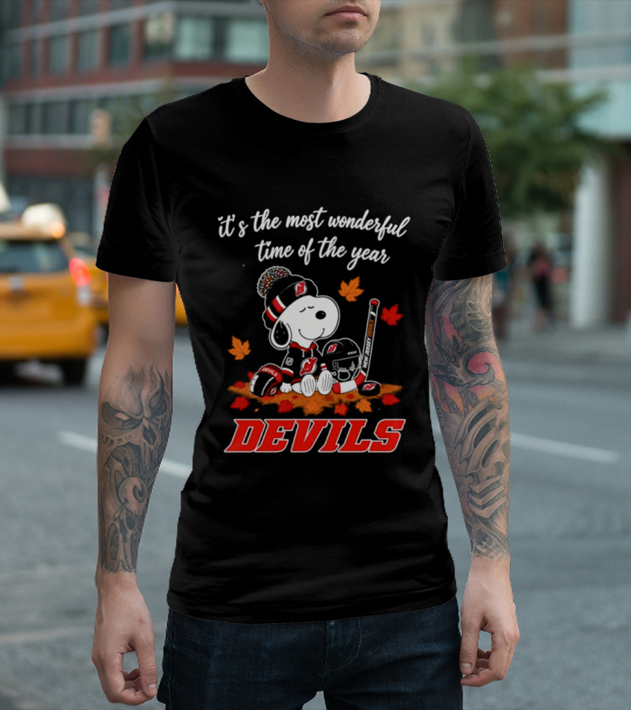 New Jersey Devils Snoopy Halloween 2026 It's The Most Wonderful Time Of The Year Hockey T-Shirt