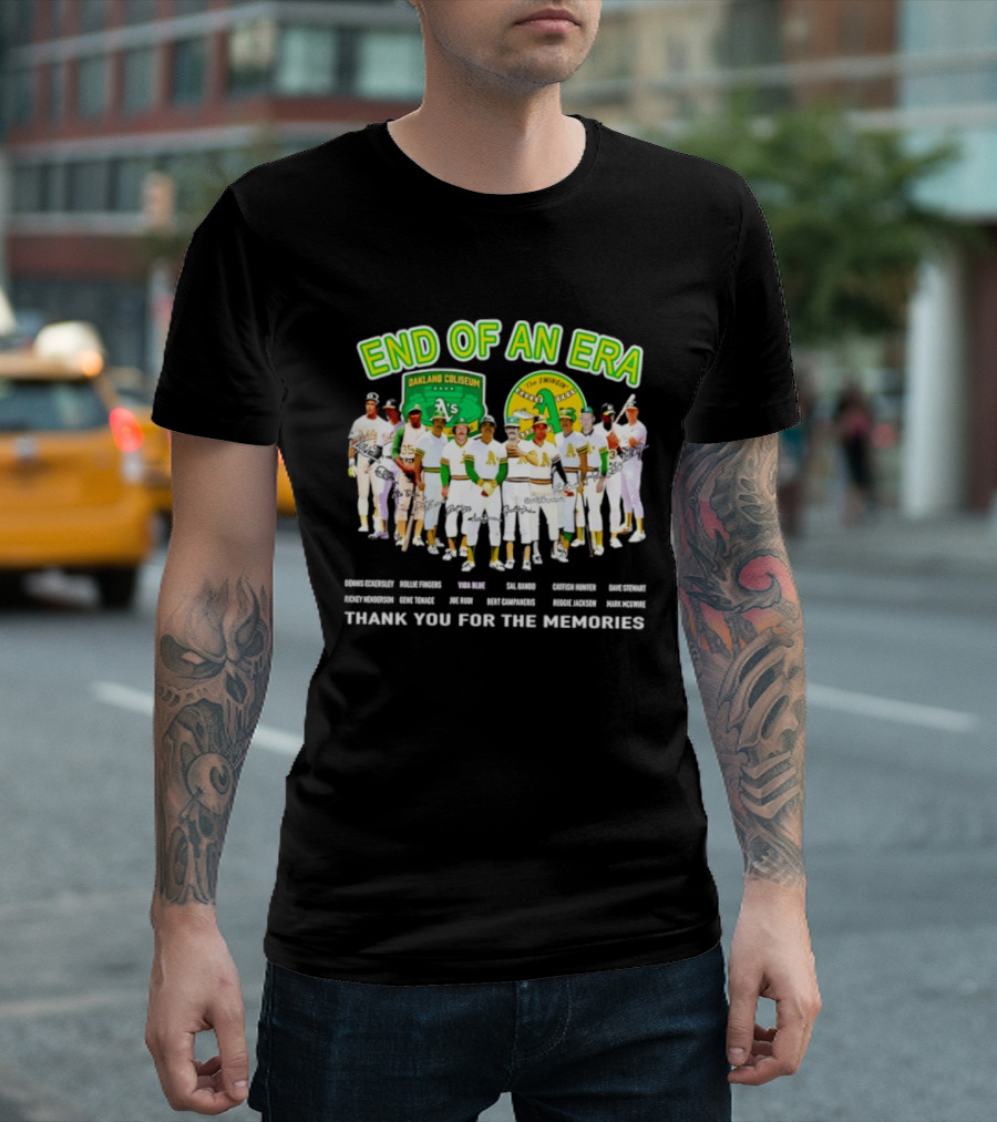 Oakland Athletics End Of An Era Oakland Coliseum A's Logo Thank You For The Memories T-Shirt