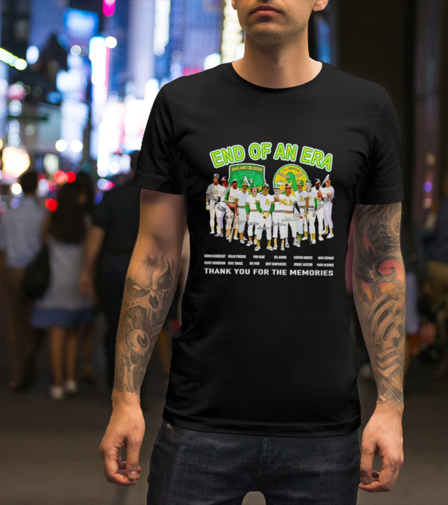 Oakland Athletics End Of An Era Oakland Coliseum A's Logo Thank You For The Memories T-Shirt
