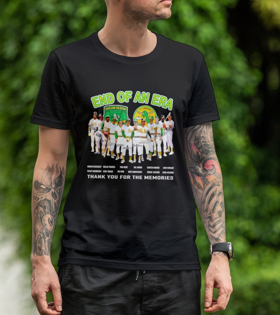 Oakland Athletics End Of An Era Oakland Coliseum A's Logo Thank You For The Memories T-Shirt