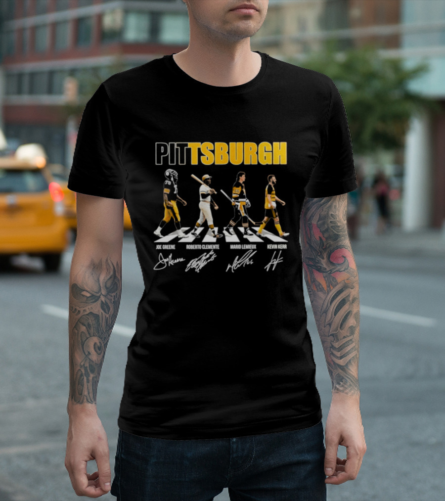 Pittsburgh Steelers Pirates Penguins Crossing Signatures T-Shirt