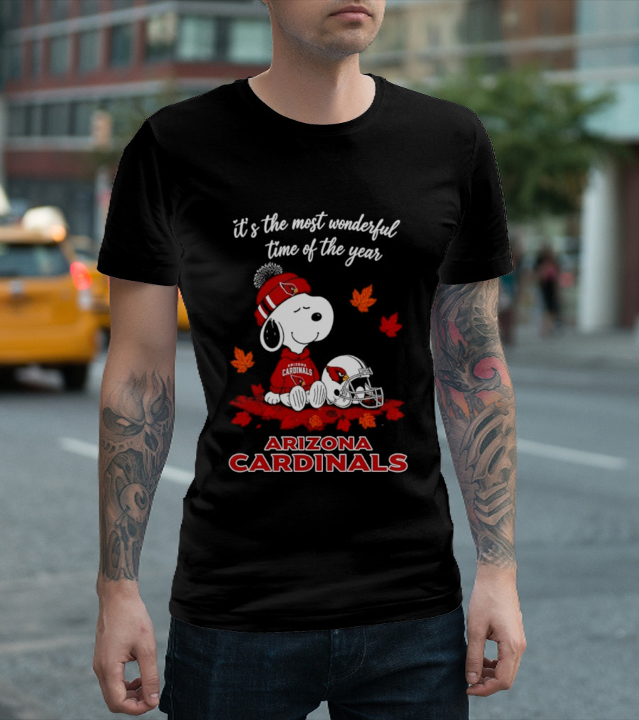 Arizona Cardinals Snoopy Fall Halloween It's The Most Wonderful Time Of The Year 2026 T-Shirt