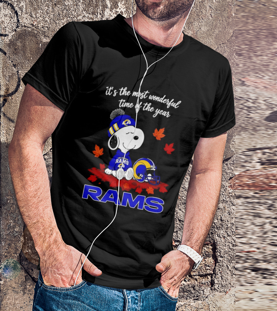 Los Angeles Rams Snoopy Fall Halloween It's The Most Wonderful Time Of The Year 2026 T-Shirt