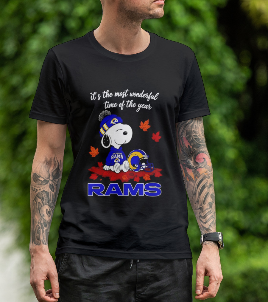 Los Angeles Rams Snoopy Fall Halloween It's The Most Wonderful Time Of The Year 2026 T-Shirt