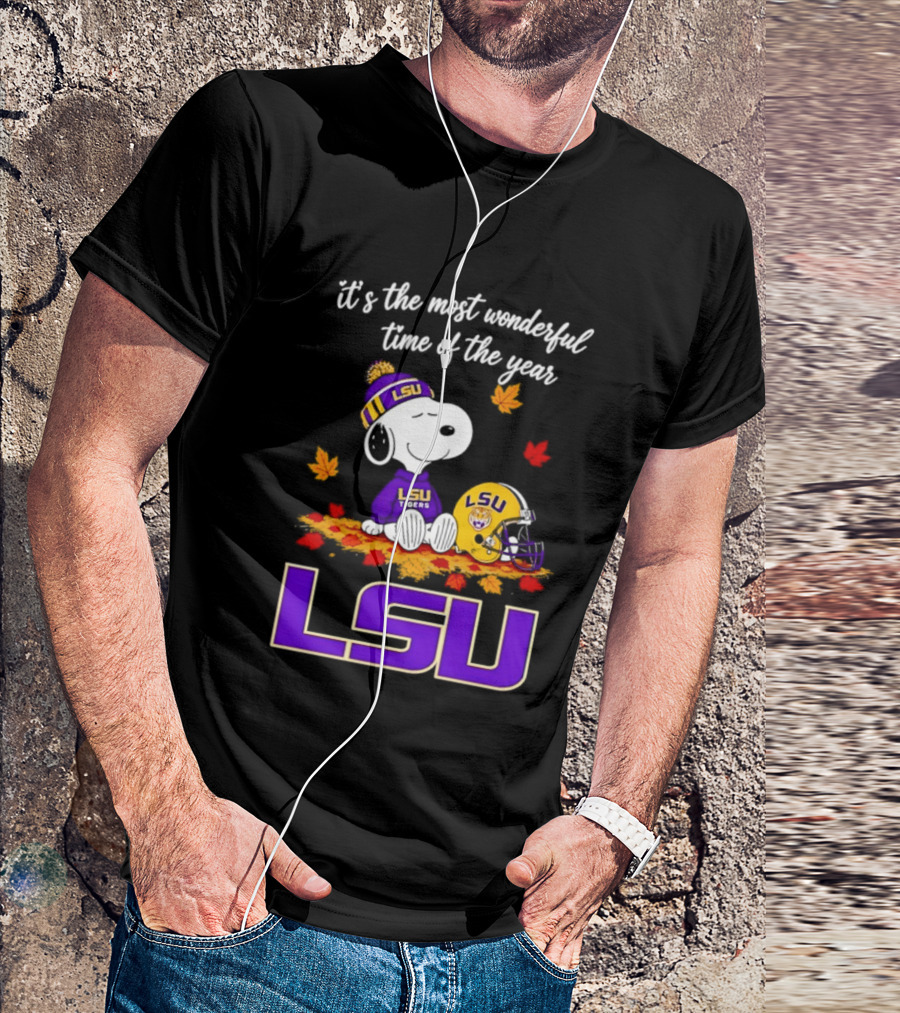 LSU Tigers Snoopy Wonderful Time Football Fall Leaves 2026 T-Shirt