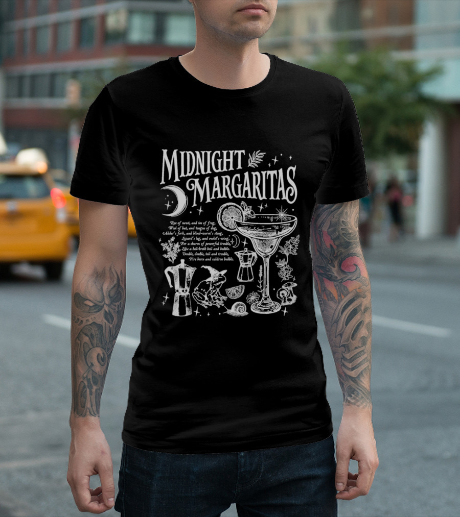 Midnight Margaritas Recipe Magic Mix With Moon And Lime T-Shirt