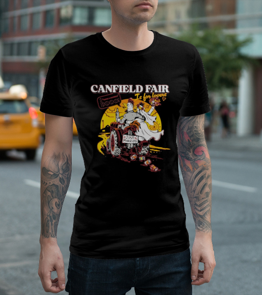 Canfield Fair Just Married Romance Tractor Boom Sunset T-Shirt