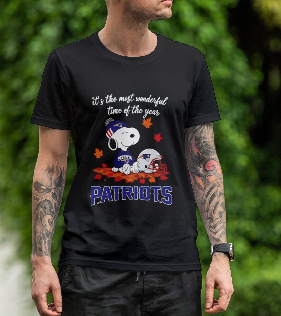 New England Patriots Snoopy Fall Halloween 2026 Most Wonderful Time Of The Year T-Shirt