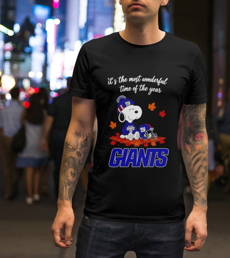 New York Giants Snoopy Fall Halloween 2026 Most Wonderful Time Of The Year T-Shirt