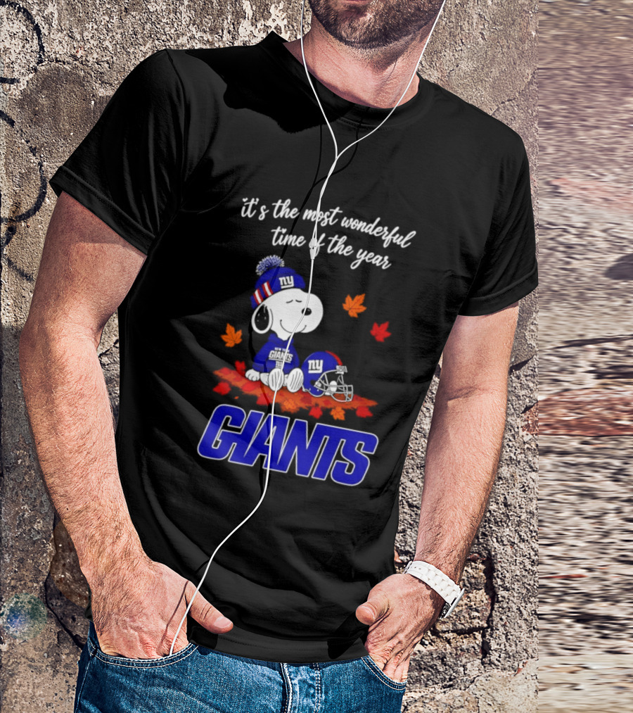 New York Giants Snoopy Fall Halloween 2026 Most Wonderful Time Of The Year T-Shirt