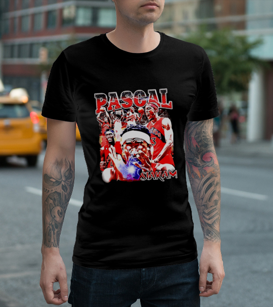 Pascal Siakam Toronto Raptors Thunder Eyes Basketball Player Action Collage T-Shirt